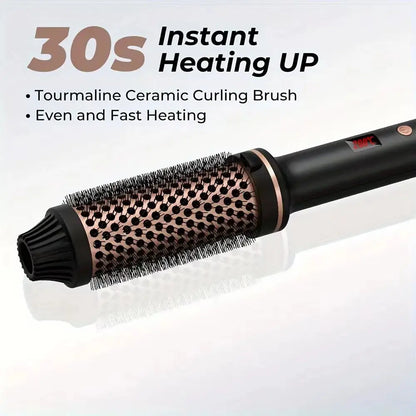 Thermal Brush Curling Iron 1.5 Inch Ceramic Tourmaline Ionic Hair Styler for Loose & Voluminous Curls Hot Rollers Valentine Gift